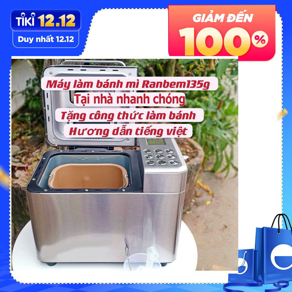 MÁY LÀM BÁNH MÌ TỰ ĐỘNG CAO CẤP  135G Sách hướng dẫn bàn phím 100% tiếng việt ( Tặng chai dầu tràm Hoa Nén)