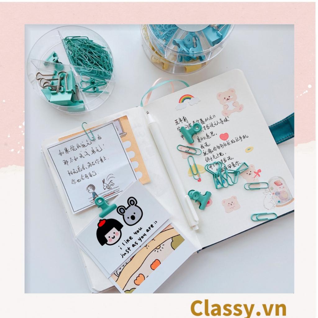 Ghim giấy, kẹp giấy Classy hộp bốn ngăn, màu sắc đa dạng văn phòng phẩm tiện lợi PK1506