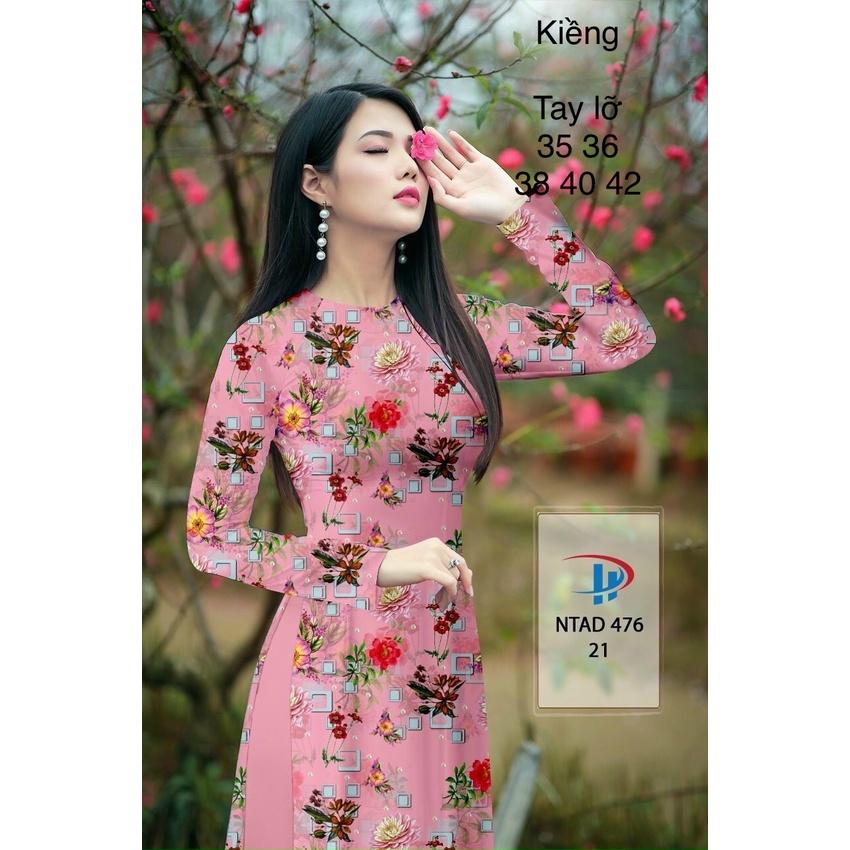 ÁO DÀI HOA MÀU HỒNG CỔ KIỀNG TRÒN TAY LỠ - CÓ ẢNH THẬT 100%