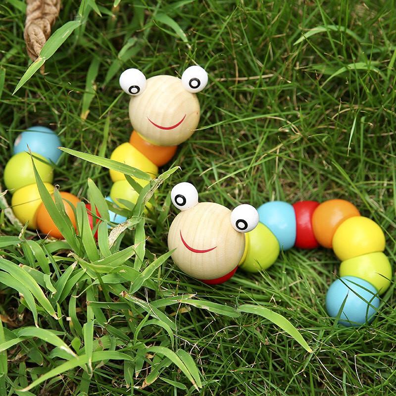 Đồ chơi con sâu gỗ uốn dẻo nhiều màu sắc đáng yêu cho bé BT016
