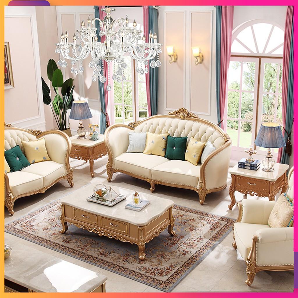 Sofa tân cổ điển hoàng gia gỗ thịt bọc da bò nguyên miếng – xứng tầm đẳng cấp cho nhà Lâu Đài, Siêu Biệt Thự