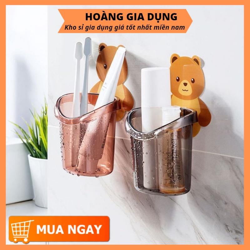 Cốc Gấu Dán Tường Đựng Bàn Chải Kem Đánh Răng Kệ Nhà Tắm Kệ Nhà Bếp Đựng Mỹ Phẩm Treo Tường H014