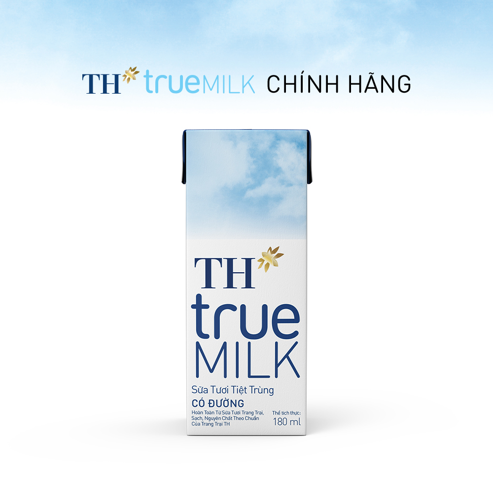 Thùng 48 hộp sữa tươi tiệt trùng TH true MILK có đường 180 ml (180 ml x 48)