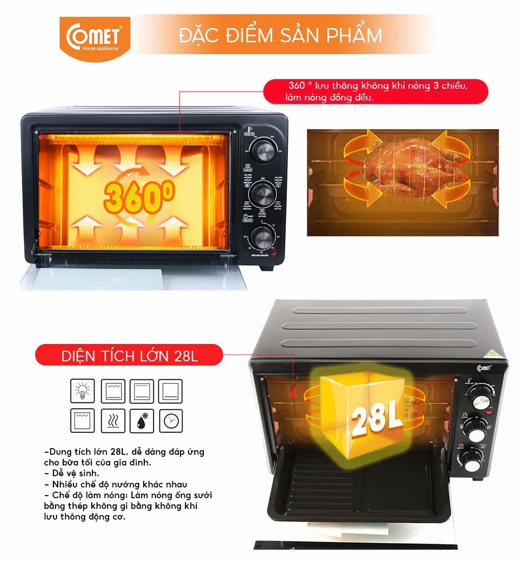 Lò Nướng Điện Đa Năng Comet CM6518 - Hàng Chính Hãng