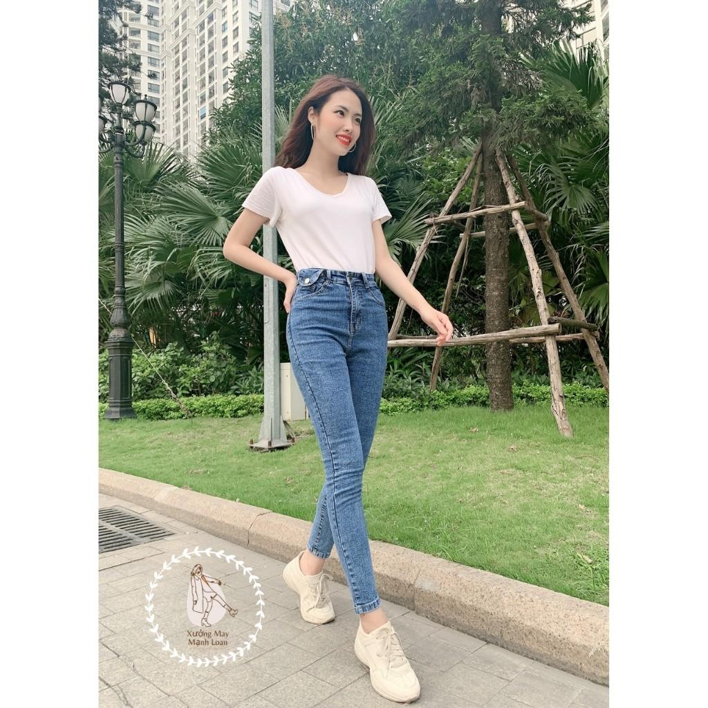 Quần Jeans Nữ Lưng Cao Dáng Ôm Chất Vải Siêu Đẹp