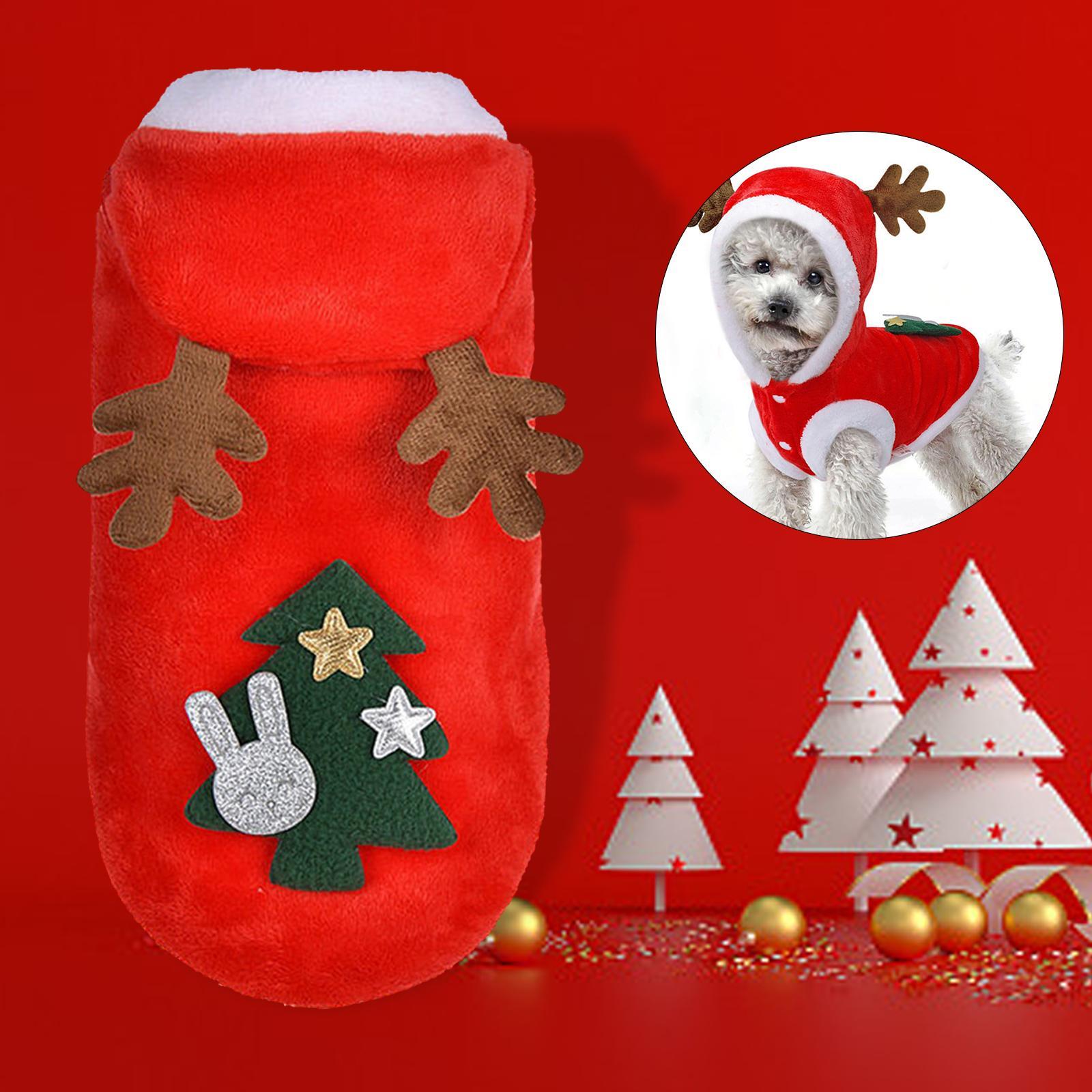 Pet Christmas Clothes Winter Warm Flannel Hoodie Apparel for Pug Party