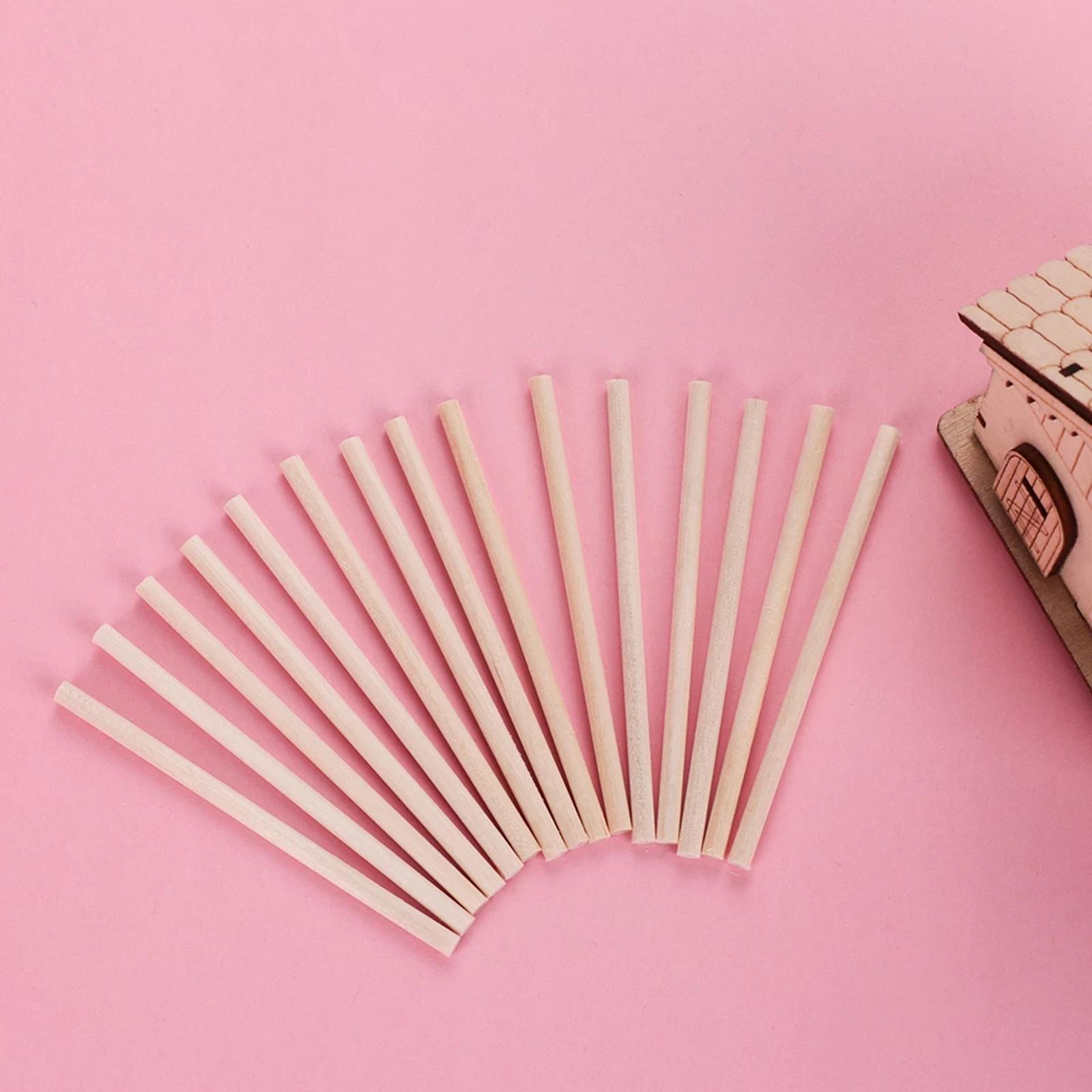 100Pcs  Sticks Wooden Dowel Poles Rods for Model Art DIY