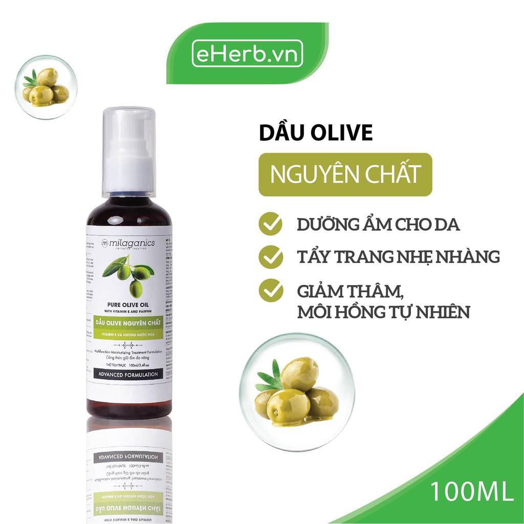 Dầu Olive Nguyên Chất Dưỡng Da - Tóc MILAGANICS 100ml (Chai)