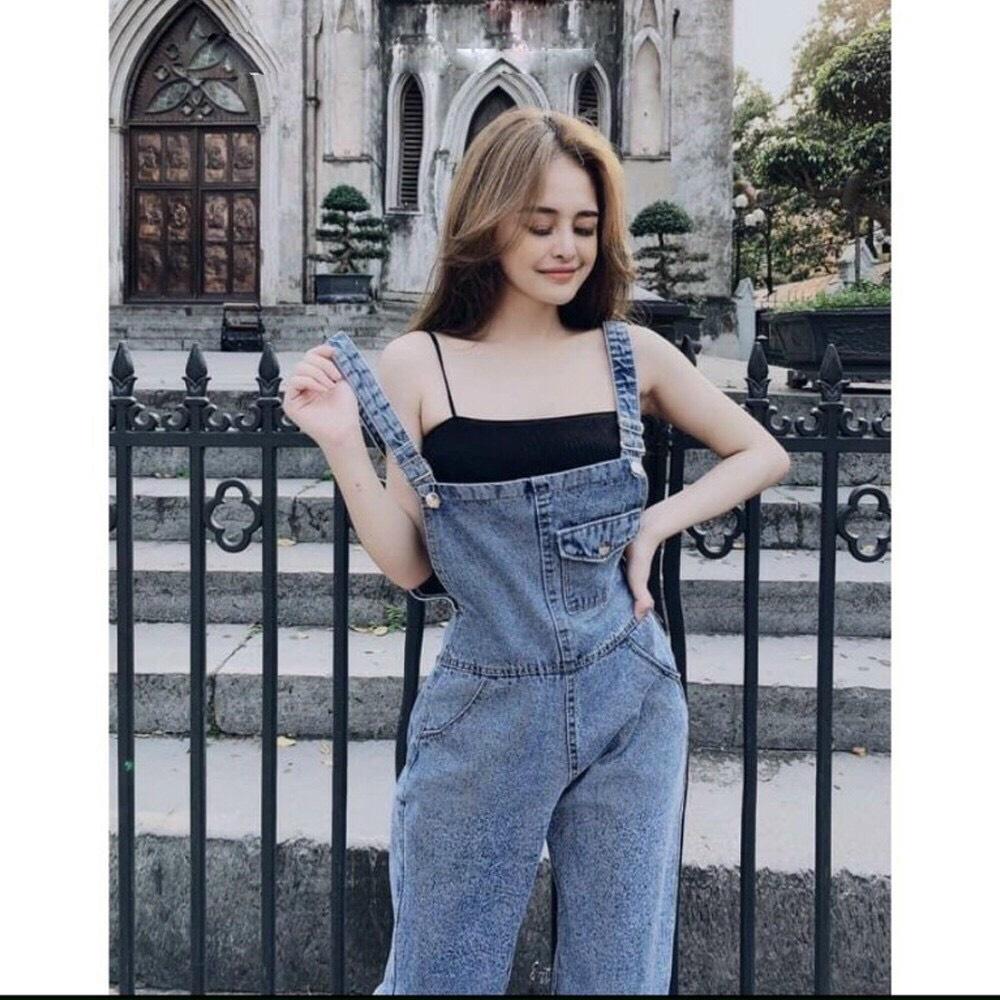 Yếm jean dài nữ rách - yếm bò ulzzang phong cách hàn quốc cao cấp BEN Shop0807 htb3