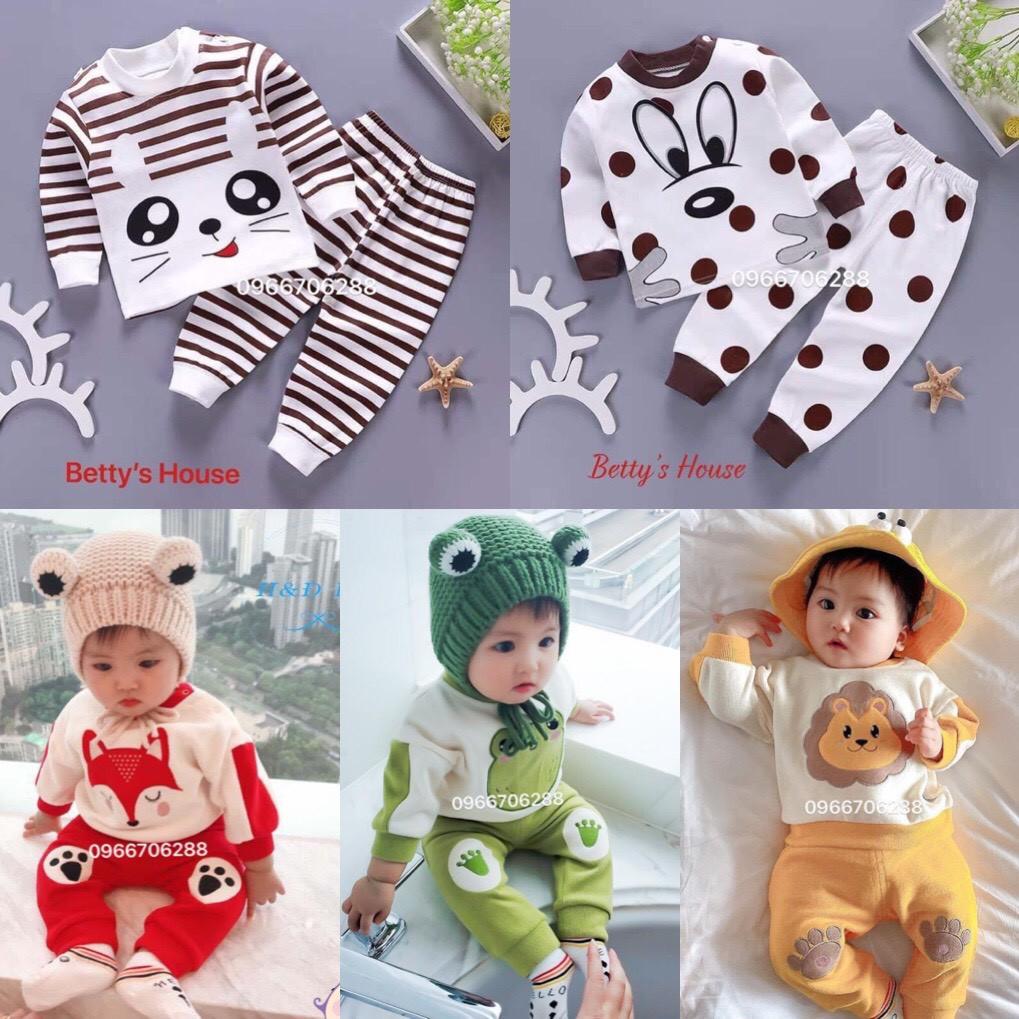 Bộ quần áo trẻ em dài tay thun cotton co dãn 4 chiều cho bé từ 0-5 tuổi