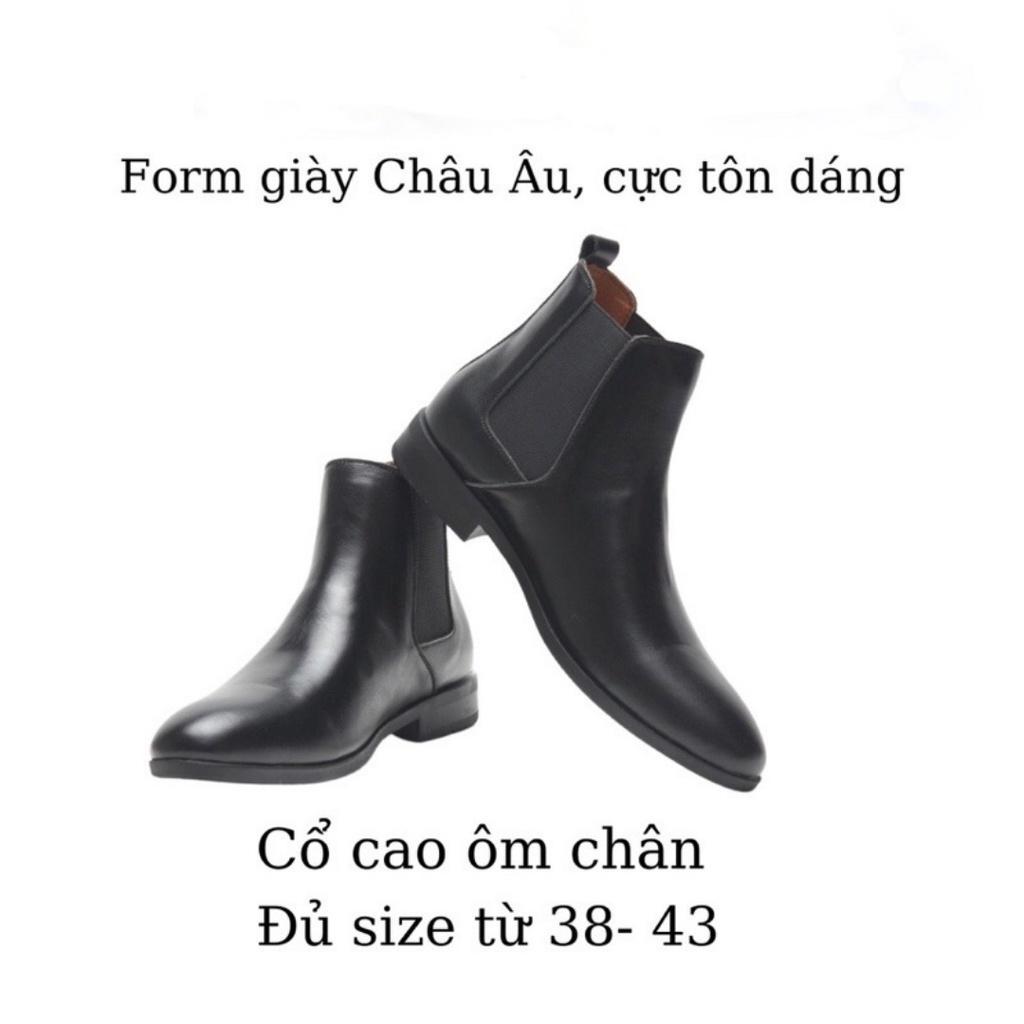 Giày Da Nam Chelsea Boot Cổ Cao Da PU Lịch Lãm, Sang Trọng Và Tăng Chiều Cao QB901