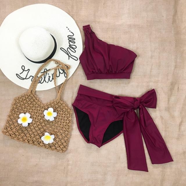 Set bikini lệch vai nữ hoàng nhiều màu