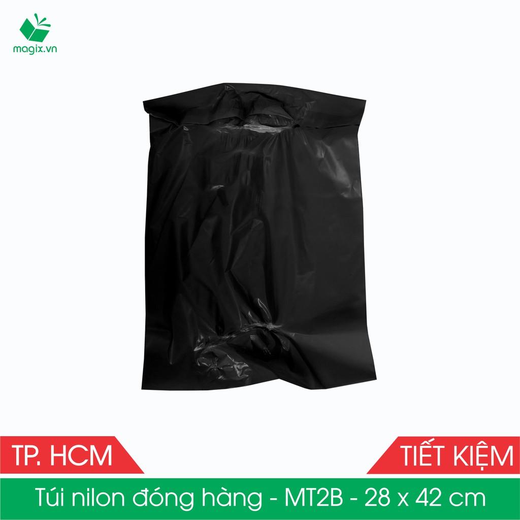 MT2B - 28x42 cm - Túi nilon TIẾT KIỆM gói hàng - 500 túi niêm phong đóng hàng màu ĐEN