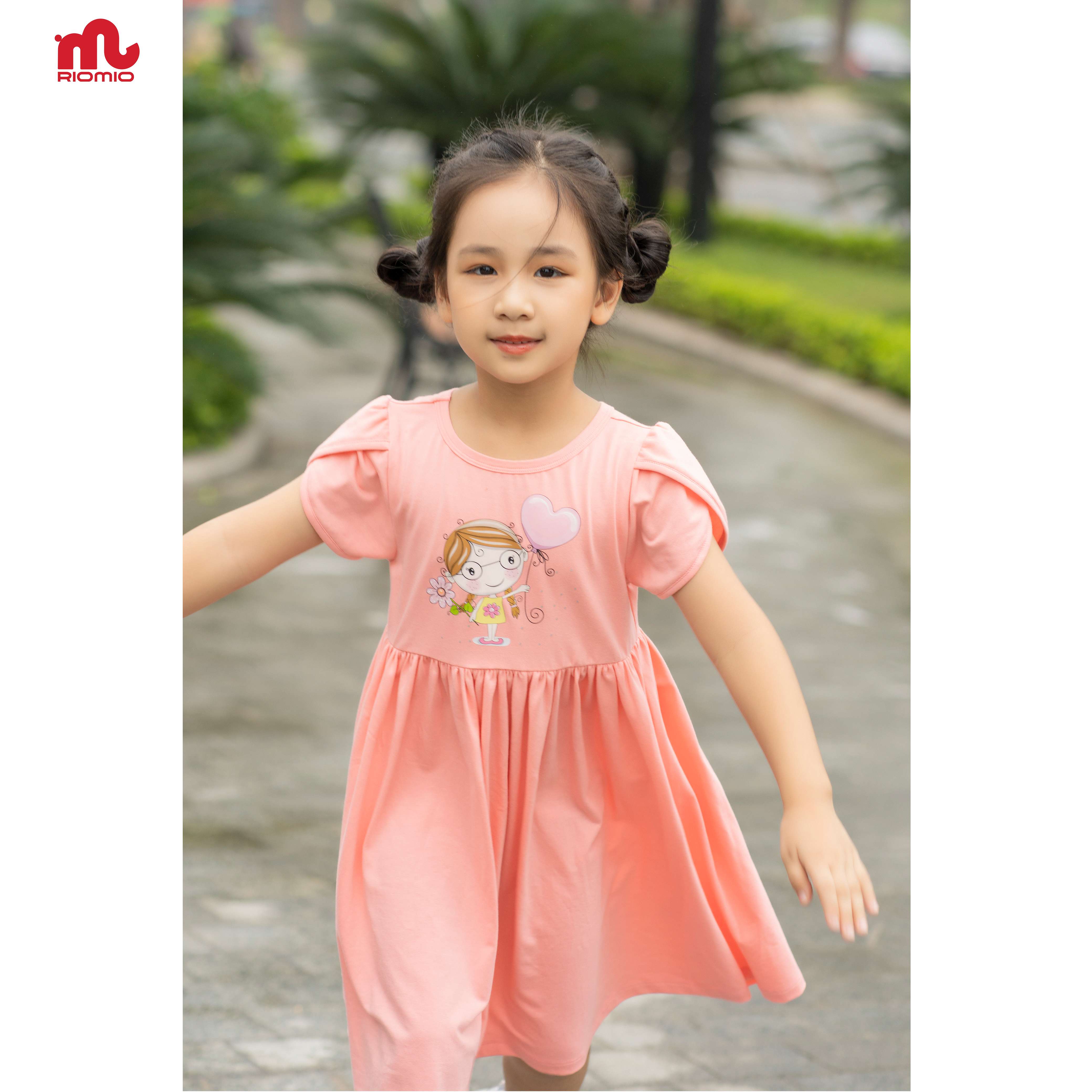 RV391 Váy cotton tay áo xếp lá in hình Letitia Riomio size 2-8 tuổi (13-30 kg) - RV391