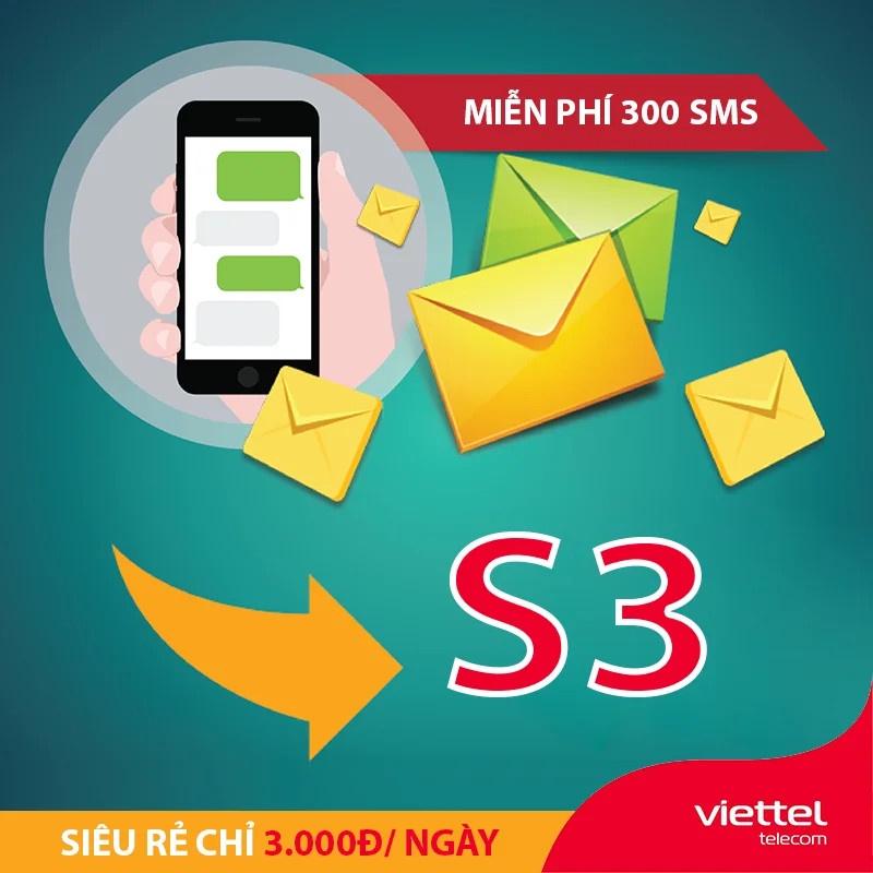 Bao chặn -Sim nghe gọi Viettel GÓI CƯỚC S3 ƯU ĐÃI 300 SMS MIỄN PHÍ CHỈ NGÀY, Miễn phí tin nhắn, Hàng Chính Hãng