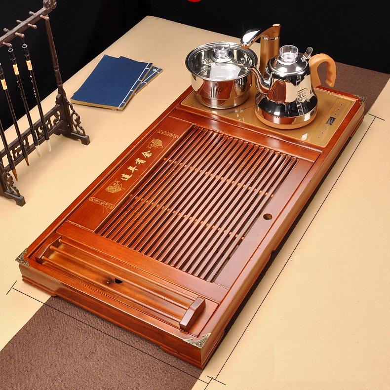 Bộ bàn trà điện đa năng thông minh mẫu mới 2022 - Bàn vàng ấm chén chữ thư pháp