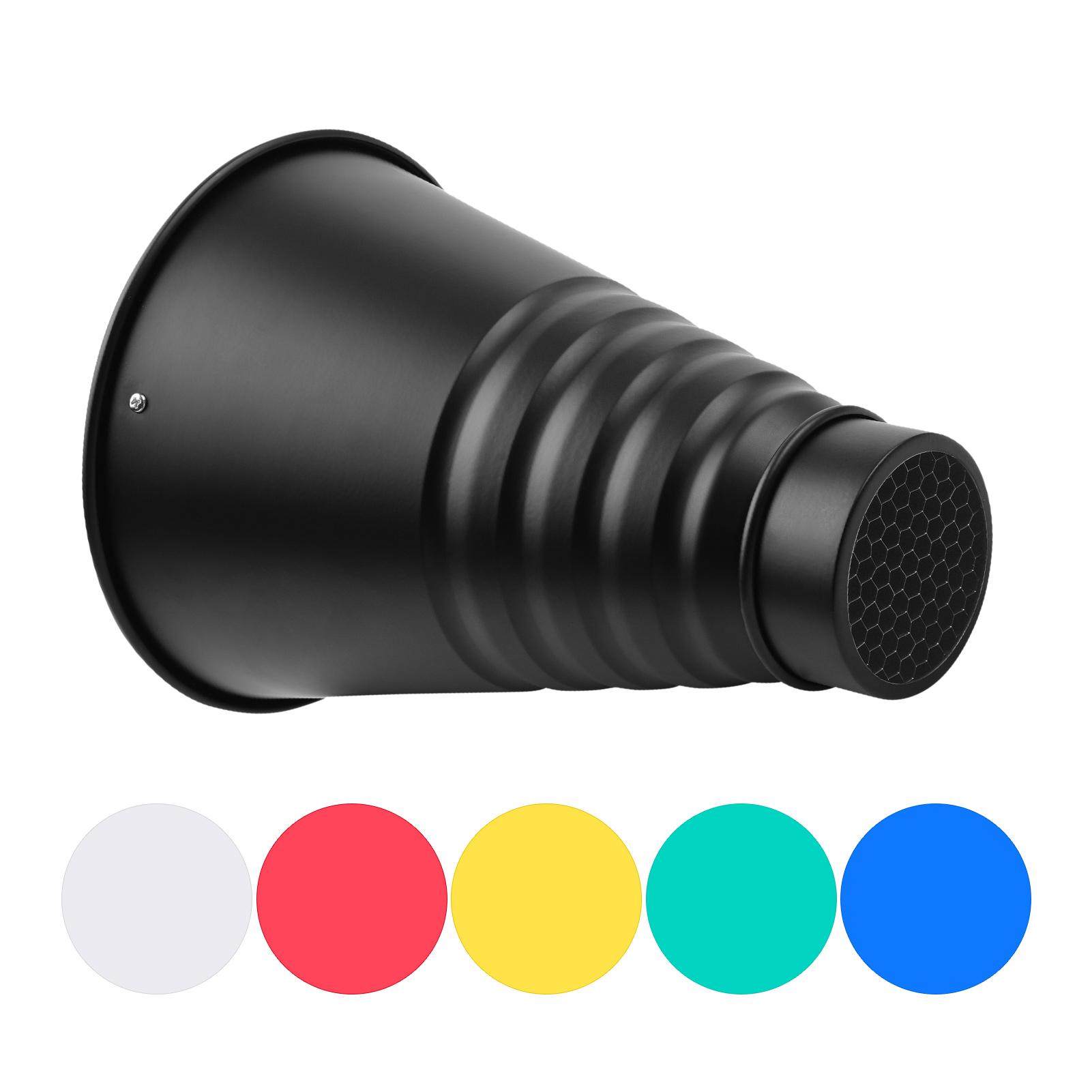 Bộ lọc màu Hợp kim nhôm cho Bowens Mount studio nhấp nháy Monolight hình nón với lưới tổ ong 5 cái