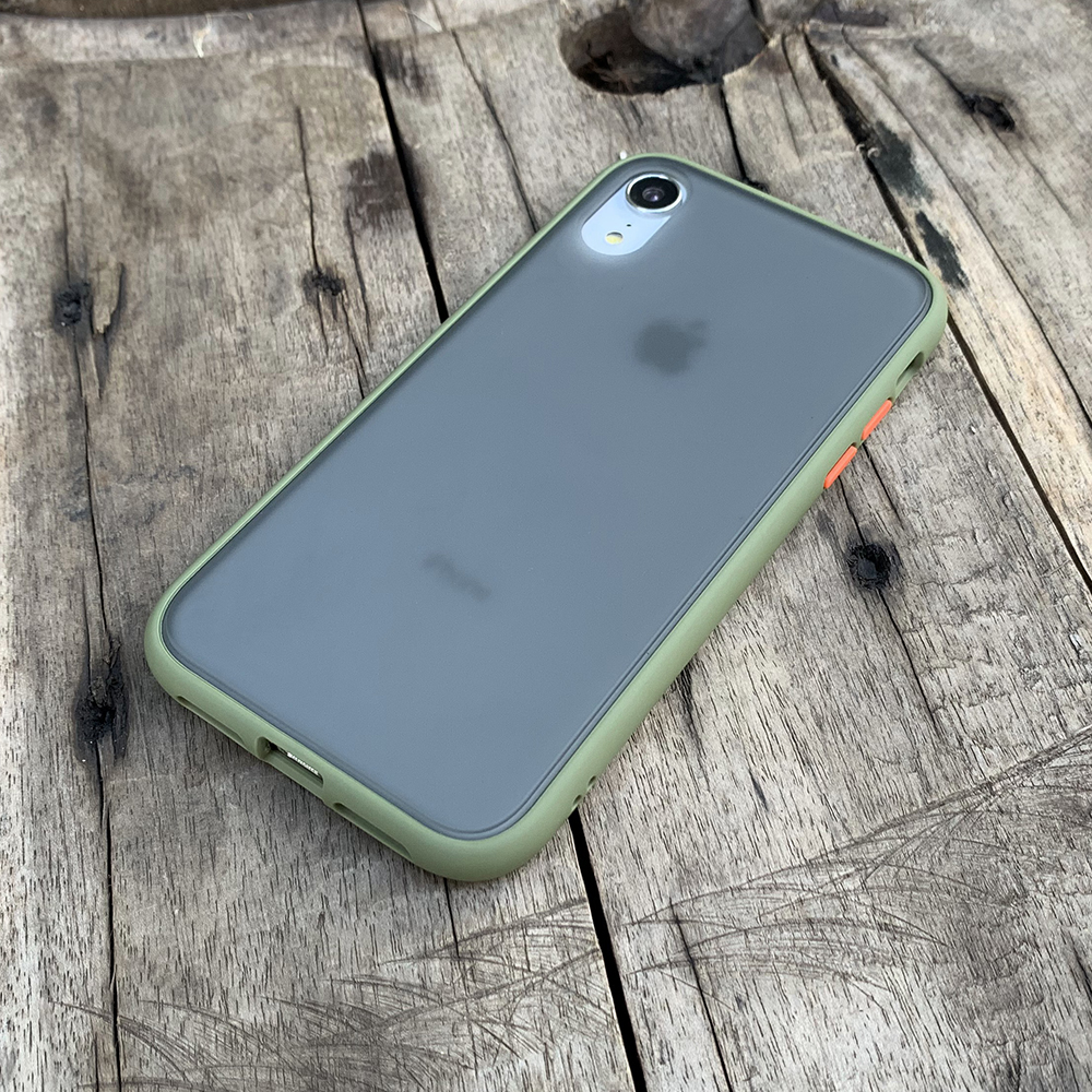 Ốp lưng chống sốc dành cho iPhone XR nút bấm màu cam - Màu xanh