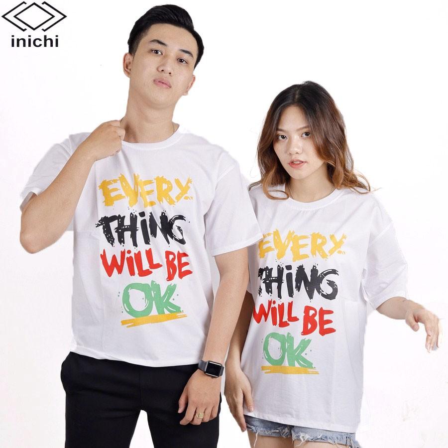 Áo thun tay lỡ form rộng INICHI IC585 cho cả nam nữ in chữ OK