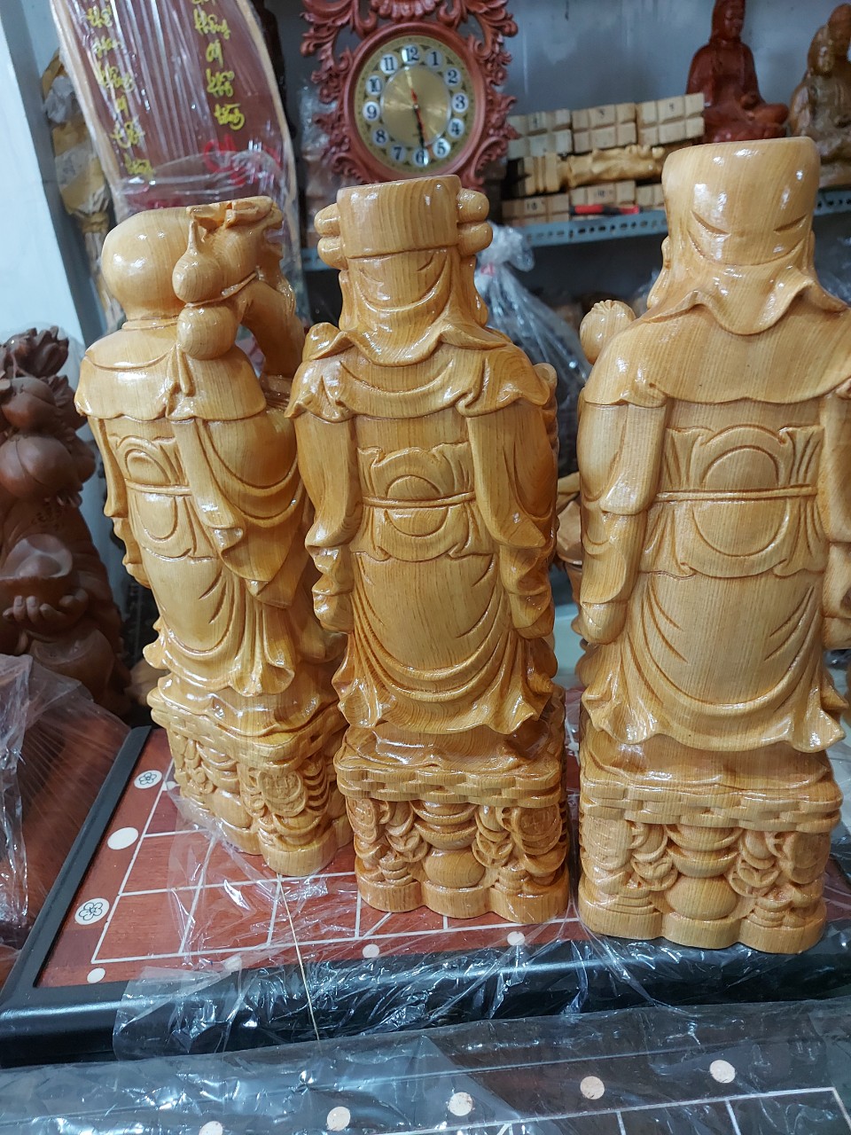 Tượng tam đa Phúc Lộc Thọ pomu nguyên khối cao 40 cm