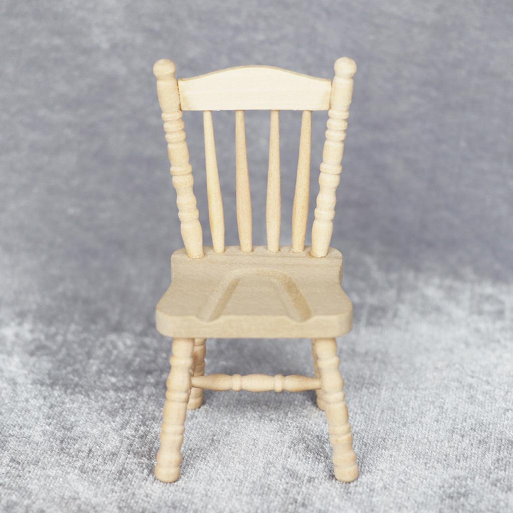1:12 Scale Dollhouse Miniature Wooden Dining Chair Dollhouse Accessories