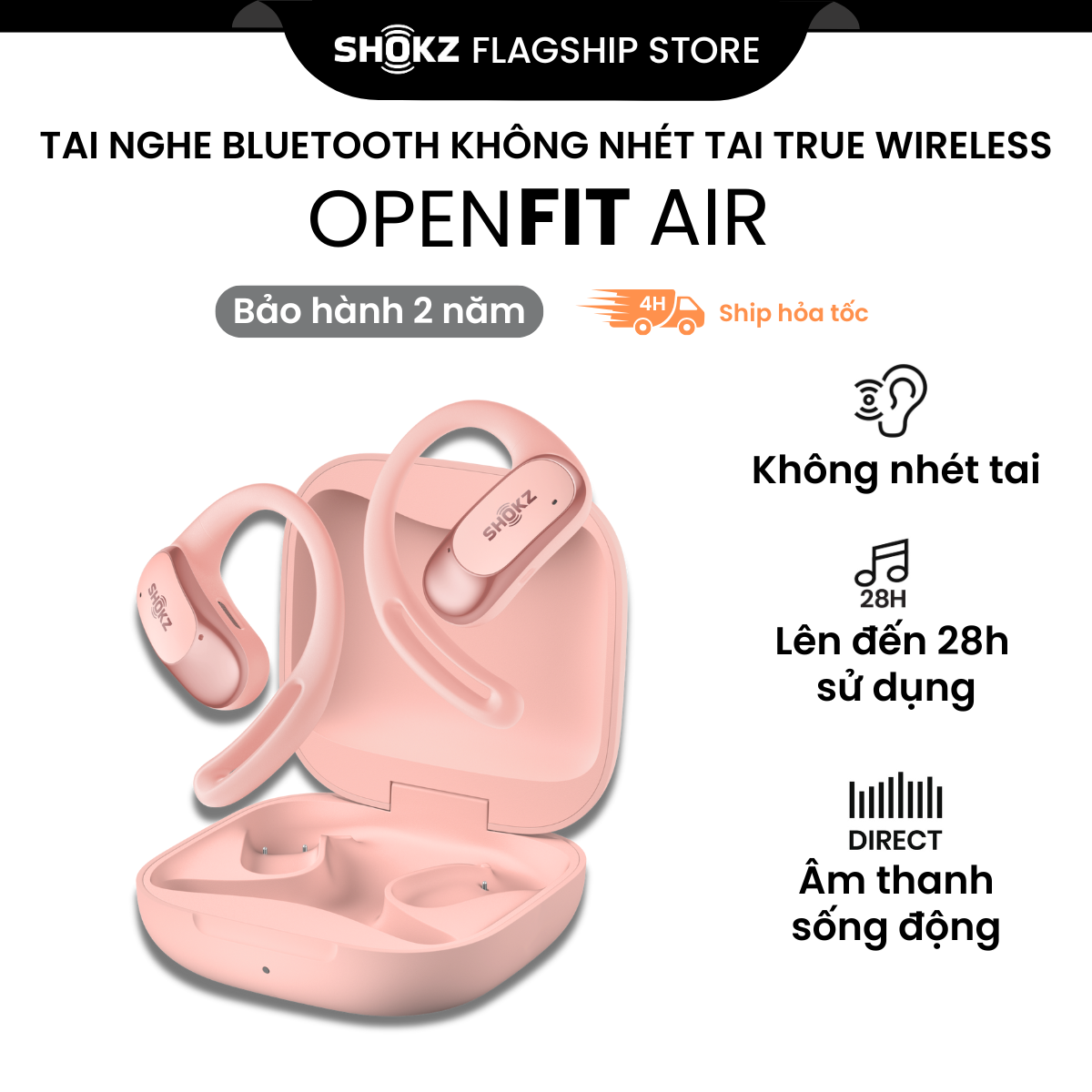 [MỞ BÁN] Tai Nghe Không Nhét Tai Bluetooth True Wireless Earbuds Shokz OpenFit Air T511- Hàng Chính Hãng