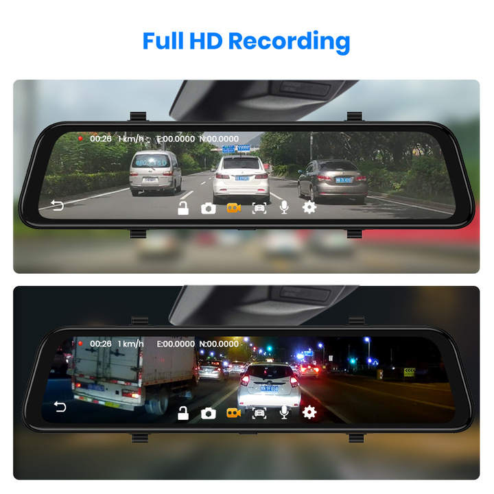 Camera hành trình gương ô tô nhãn hiệu Whexune D50 tích hợp 4G, Wifi màn hình cảm ứng 12 inch - Hàng Nhập Khẩu