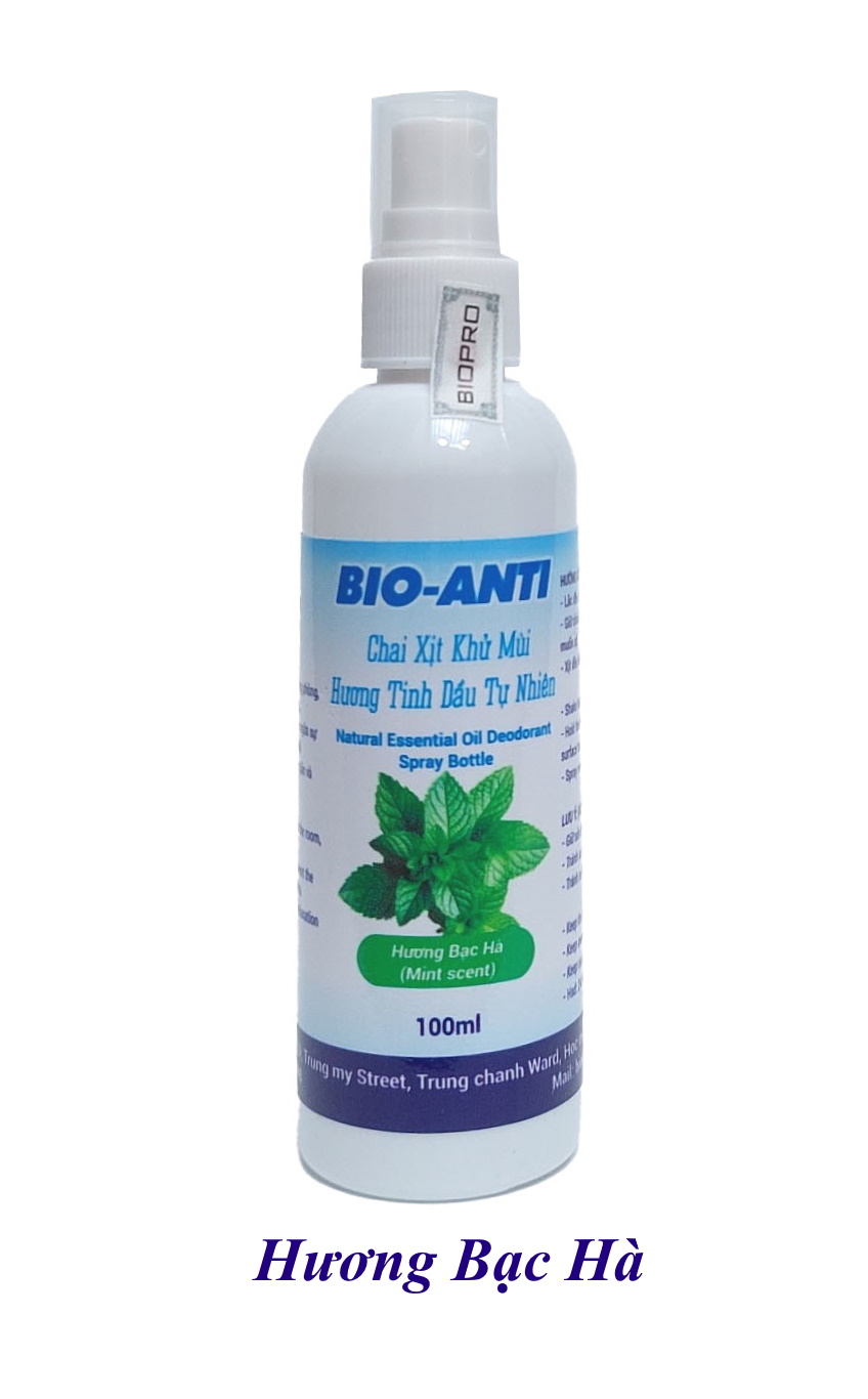 Chai xịt khử mùi diệt khuẩn hương tinh dầu tự nhiên Bio-Anti Chai 100ml Khử mùi phòng, Toilet, Khu vực gây mùi