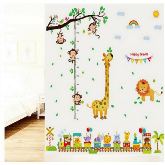 BỘ COMBO DECAL GHÉP ĐÔI TRANG TRÍ - Thước đo Khỉ kết hợp Xe lưa Mới