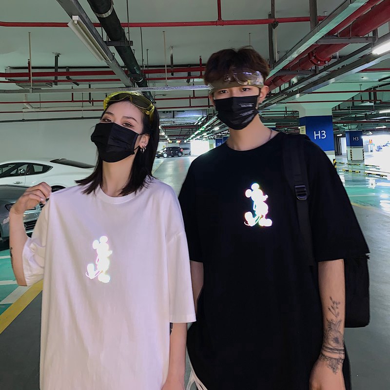 Áo Thun Nam Phản Quang In hình CHUỘT MICKEY,  áo chất, đi đêm, đi phượt bao ngầu, nhìn đã mắt