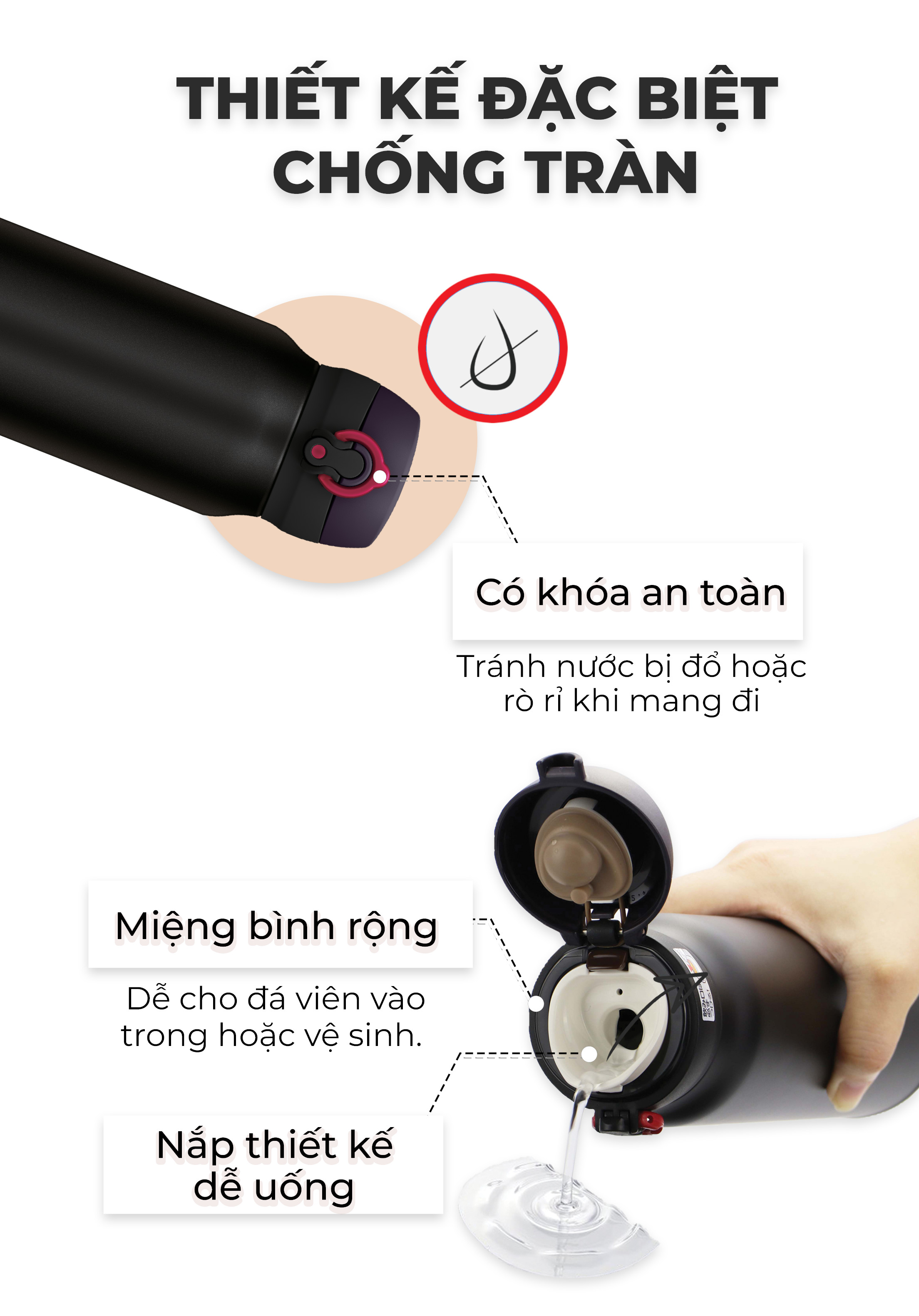 Hình ảnh Bình giữ nhiệt Nhật Bản inox Thermos nút bấm 500ml JNL 502 SBR (JNL - 500/2) - Hàng chính hãng