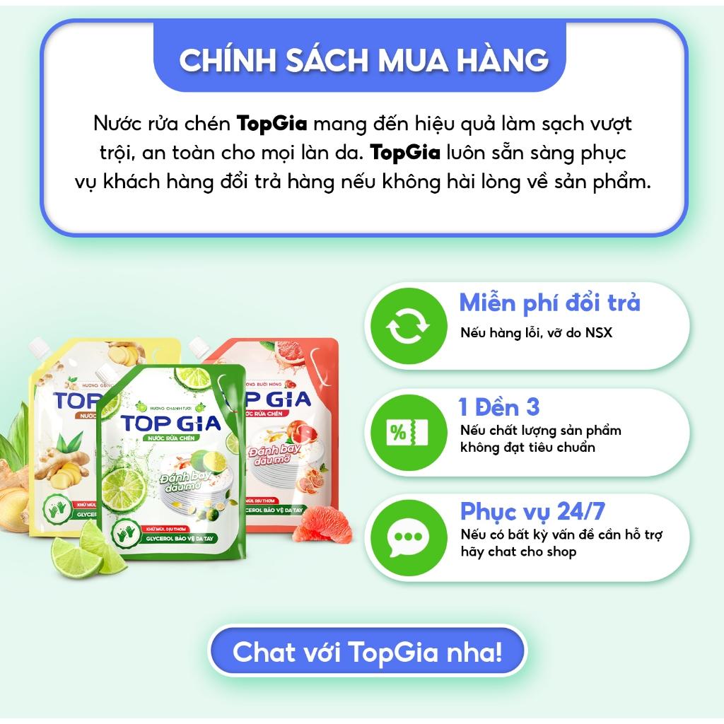 nước rửa chén TOPGIA thiên nhiên,túi 2L an toàn và hiệu quả cho cả gia đình. - Chanh - Làm sạch sâu