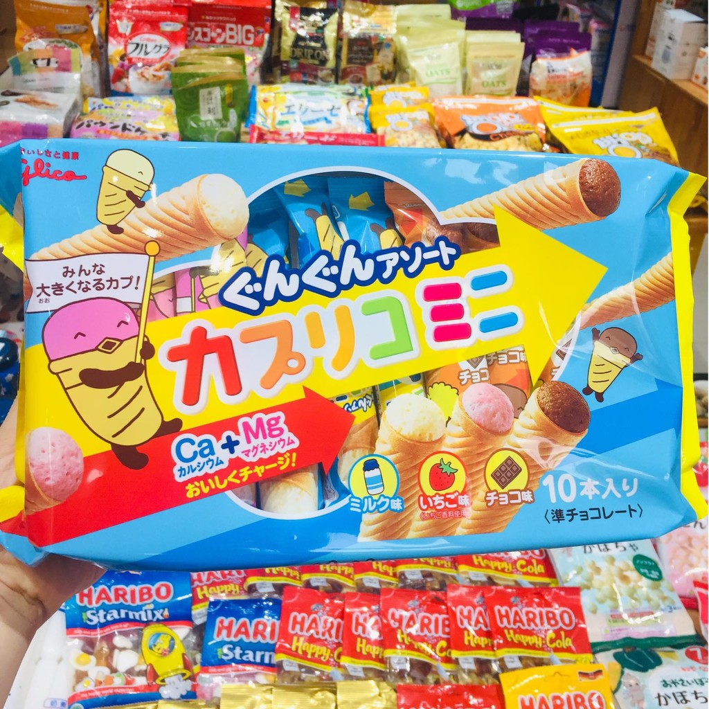 Bánh nhân kem ốc quế Glico cho bé Nhật Bản