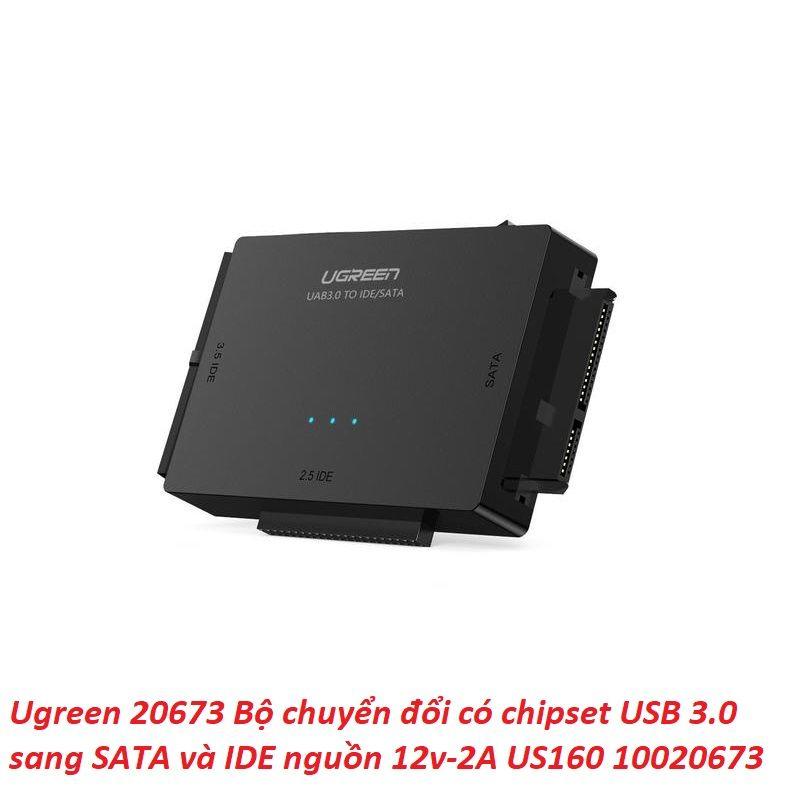 Ugreen UG20673US160TK USB 3.0 ra SATA + 3.5 IDE + 2.5 IDE bộ chuyển đổi ổ cứng - HÀNG CHÍNH HÃNG