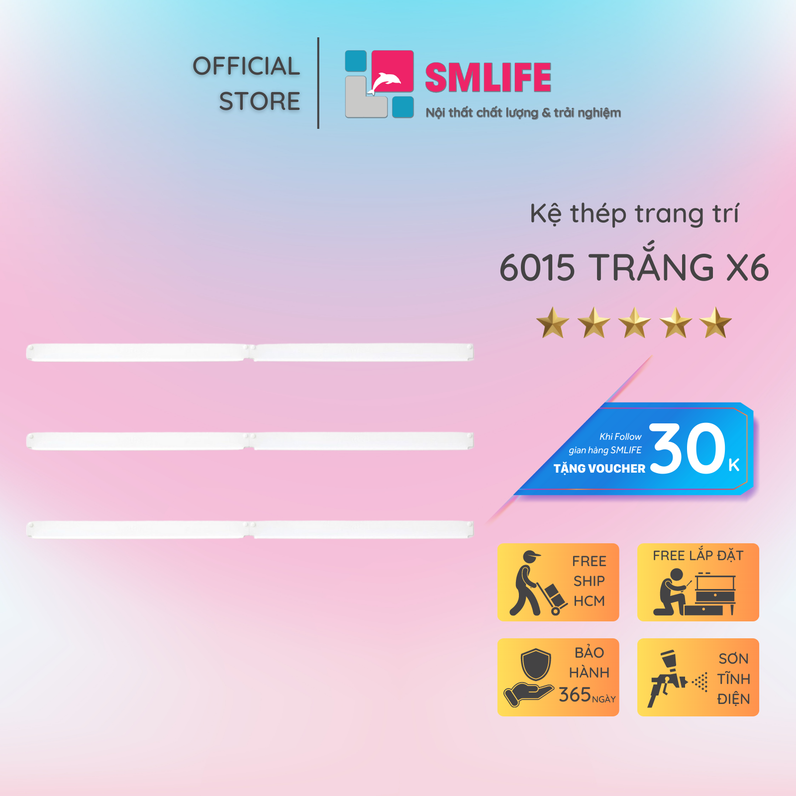 Kệ sách treo tường 6015 (set 6)