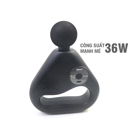 Súng (Máy) Massage Cầm Tay Nikio NK-273 - Hỗ Trợ Mát Xa Giãn Cơ Chuyên Sâu, Thư Giãn, Giảm Đau, Giảm Căng Cứng Cơ Bắp - Đầu Massage Tròn + Dây Đai Matxa