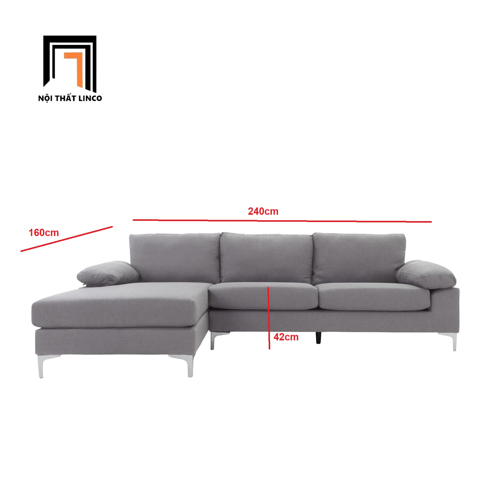 Bộ ghế sofa góc L 2m4 x 1m6 GT4 Ettal cho phòng khách sang trọng