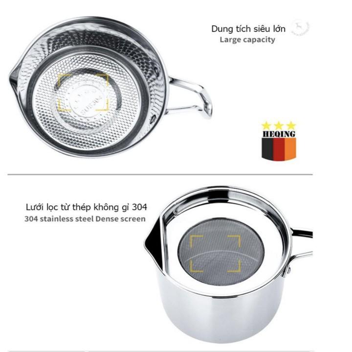 Bình đựng lọc dầu không thấm 2in1 INOX không gỉ cao cấp