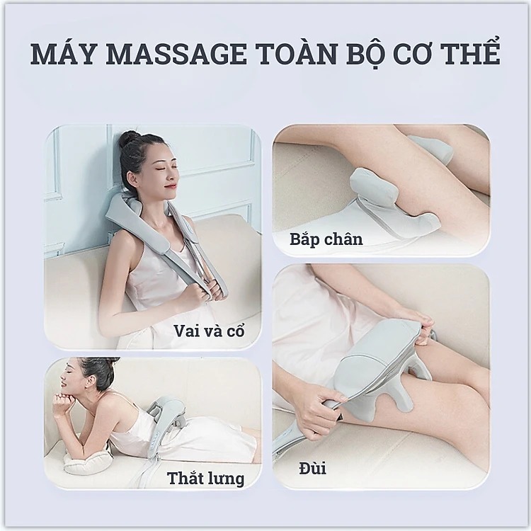 Máy Mát Xa Xoa Bóp Cổ Vai Gáy 5D Giúp Giảm Đau Cứng Cơ Cổ, Căng Thẳng, Thư Giãn, Lưu Thông Tuần Hoàn Khí Huyết