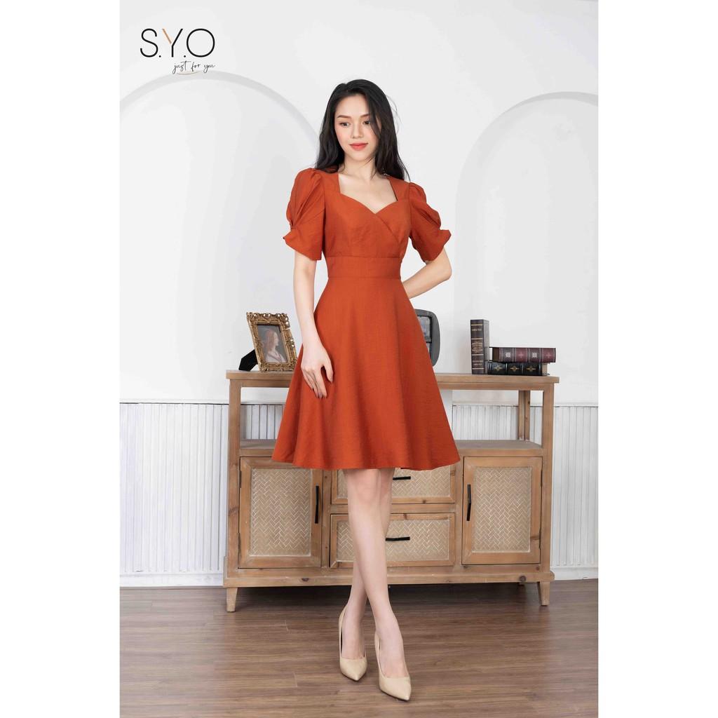 Đầm xòe vạt chéo tay xoắn SYO D4004-21