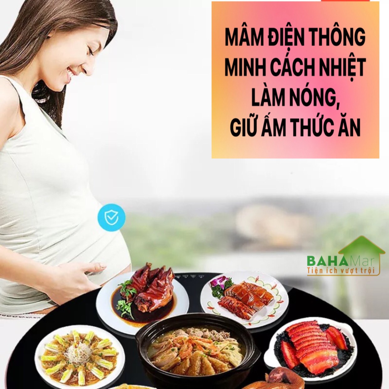 MÂM ĐIỆN TRÒN THÔNG MINH CÁCH NHIỆT LÀM NÓNG, GIỮ ẤM THỨC ĂN 50 CM "BAHAMAR" làm nóng thức ăn trong suốt bữa ăn, giữ ấm đến cuối cùng bữa ăn.