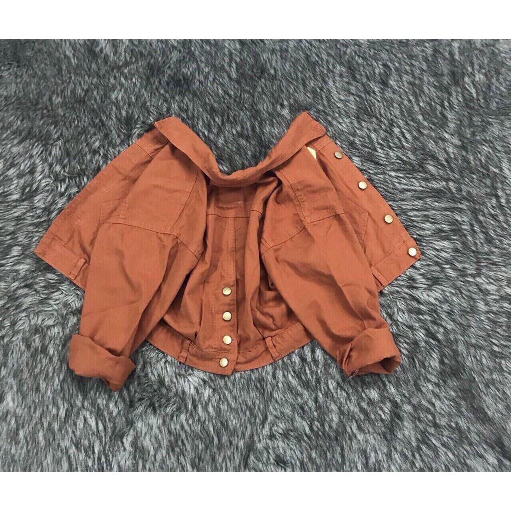 Áo khoác kaki nữ cao cấp croptop có nút sau kèm hình thật