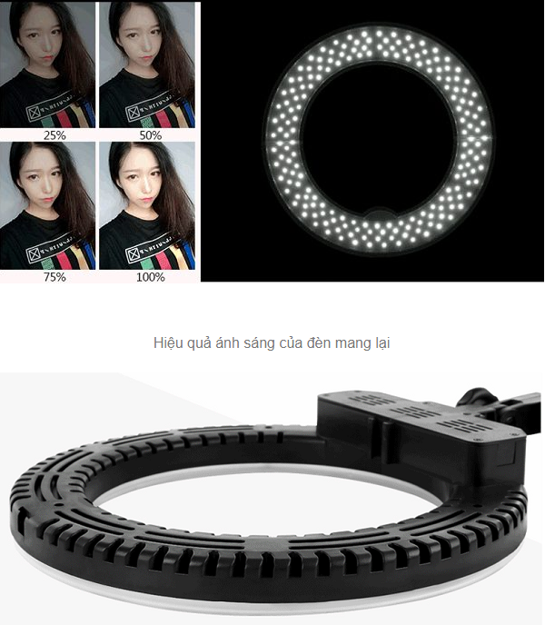 ĐÈN LED RING RL-14 ĐIỀU CHỈNH 2 NHIỆT MÀU VÀNG-TRẮNG QUAY CHỤP MAKEUP