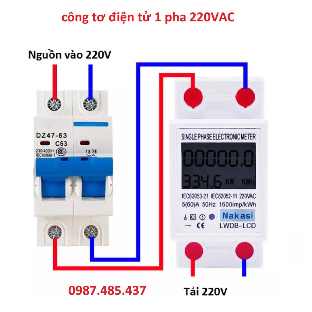 ( Nhiều thông số )Công tơ điện tử 1 pha đo điện áp, dòng điện, công suất, điện năng tiêu thụ NAKASI