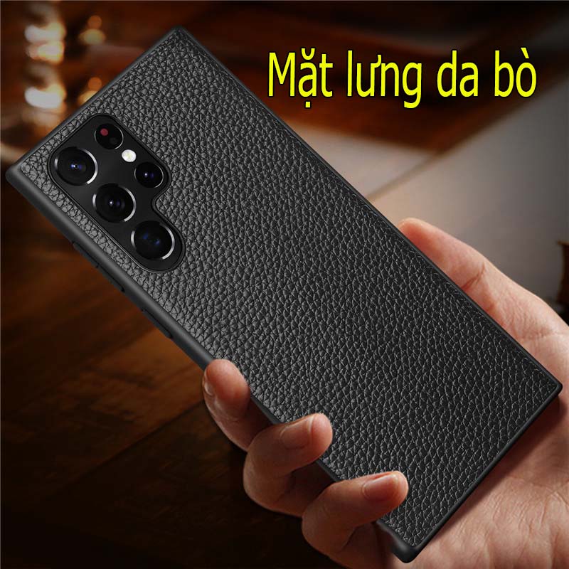 Ốp lưng da bò dành cho Samsung S22 ultra 5G hàng nhập khẩu cao cấp