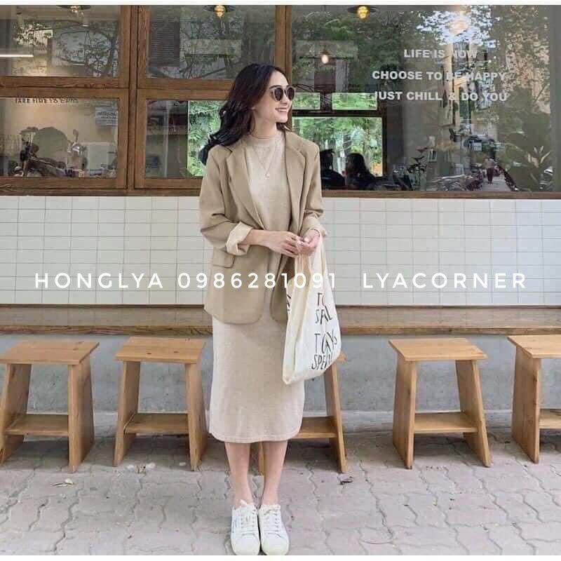 Áo vest 2 lớp phong cách Ulzzang - Blazer màu nâu tây 2 lớp sang chảnh