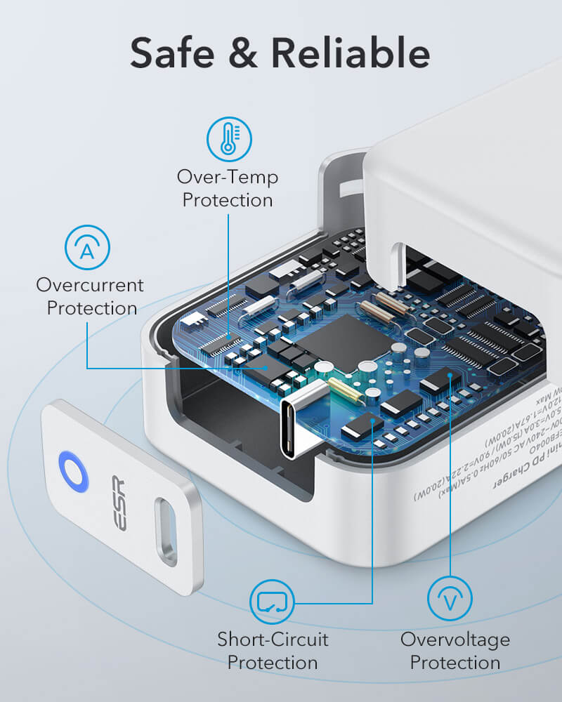 Adapter Sạc Nhanh Cổng USB Type-C 20W ESR Mini Charging- Hàng Chính Hãng