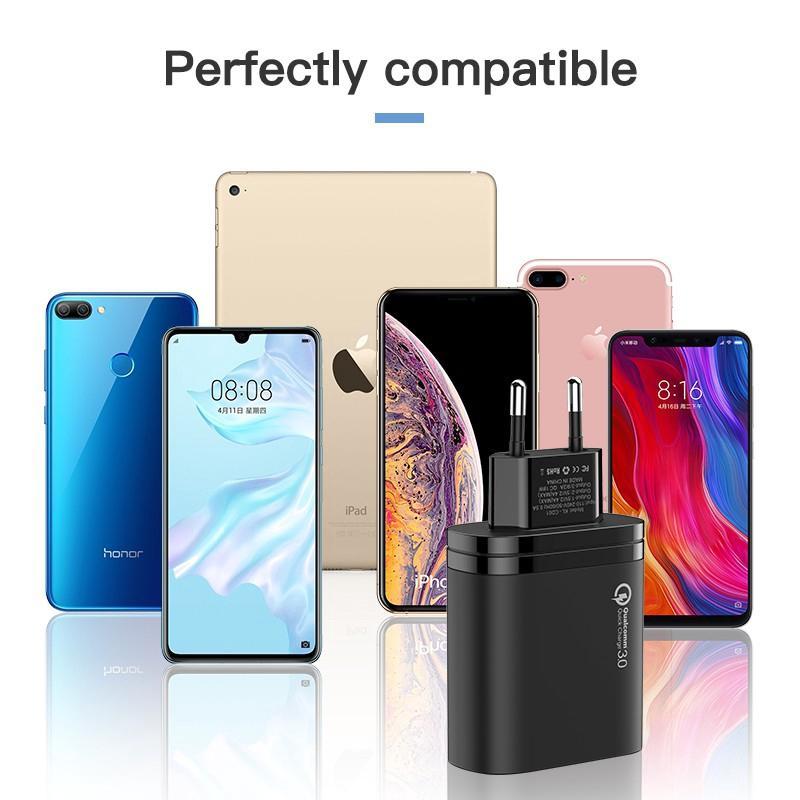 KUULAA Cốc Sạc Nhanh 3 Cổng USB 30W Gắn Tường Tiện Dụng Cho Điện Thoại IPhone Samsung Xiaomi Huawei