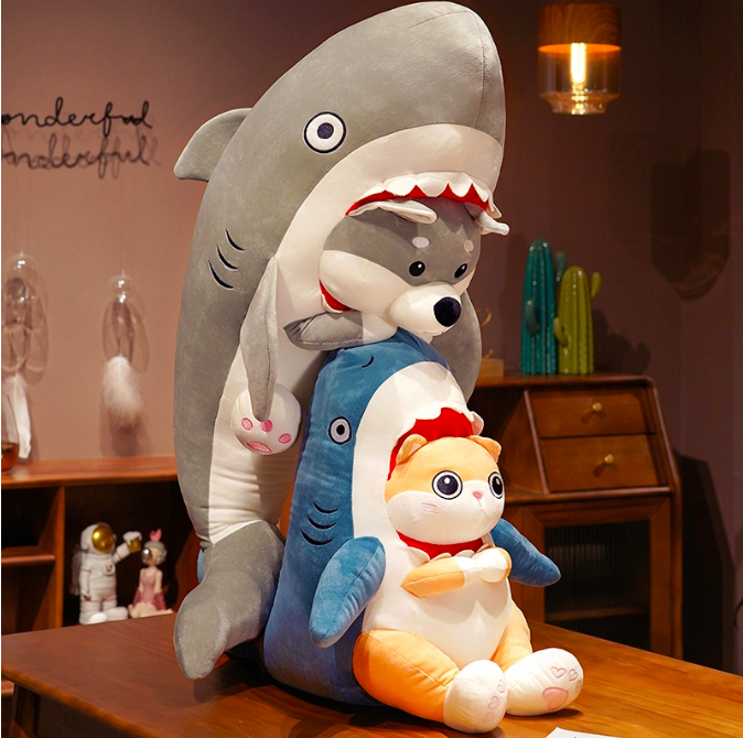 Thú nhồi bông Husky cá mập cute - Size từ 40cm đến 100cm - Quà tặng gấu bông cá mập mặt chó husky siêu dễ thương - Gối ôm mềm mịn cho bé