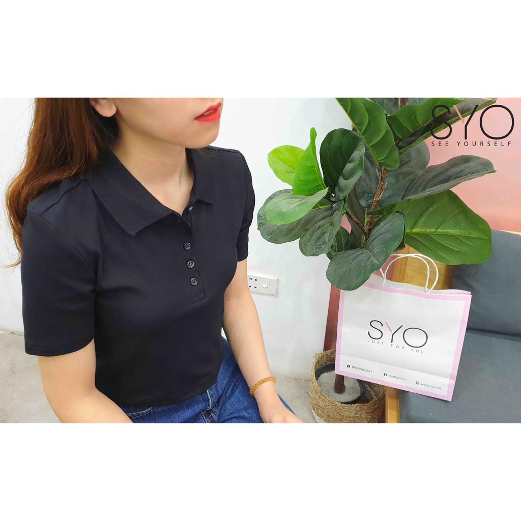 Áo phông nữ dáng polo croptop cổ đức SYO A3001-21